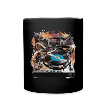 DJ Turntable Djing Mixer Musik Geschenk - Tasse einfarbig - Schwarz - Vorne