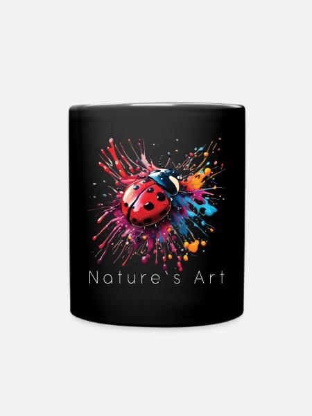 Conception de coccinelle colorée, art de la nature, texte blanc - Mug uni - noir