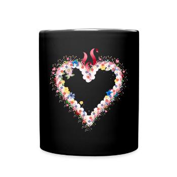 Gingerbread heart mold for the folk festival with icing - Full Colour Mug - black - Front