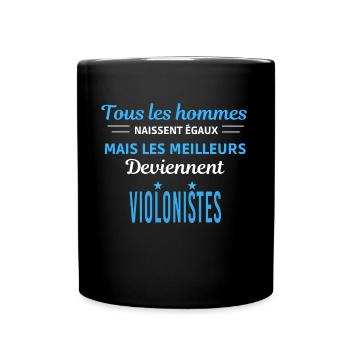 tous les hommes naissent égaux Violonistes - Mug uni - noir - Devant