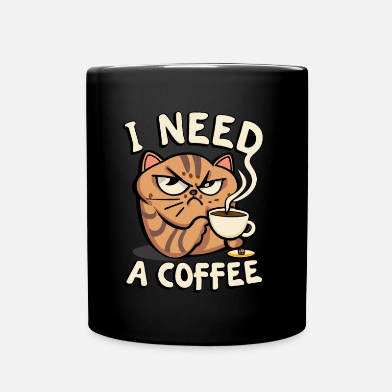 Chat en colère qui a besoin de son café - Mug uni - noir