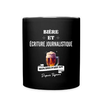 Bière Mon duo parfait et écriture journalistique - Mug uni - noir - Devant