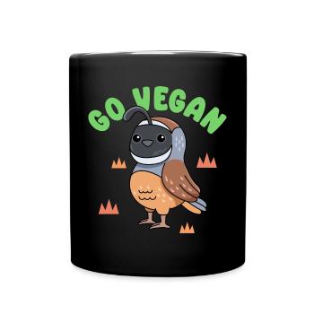 Wachtel-Design für stolze Veganer - Tasse einfarbig - Schwarz - Vorne