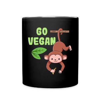 Monkey design for proud vegans - Full Colour Mug - black - Front