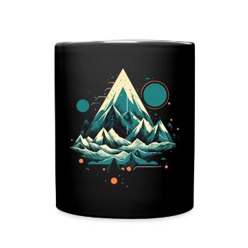 Faszinierende Berglandschaft mit Polarlichtern - Tasse einfarbig - Schwarz - Vorne