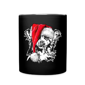 Père Noël chinois Chien à crête Signes de Noël - Mug uni - noir - Devant
