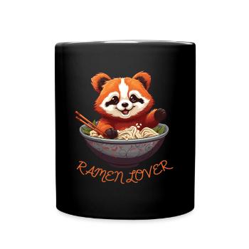 Red Panda and Ramen Bowl, Ramen Lover - Full Colour Mug - black - Front