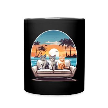 Cats by the sea - Full Colour Mug - black - Front