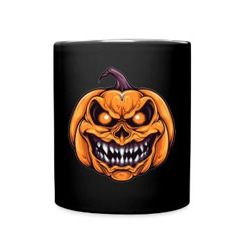 Citrouille effrayante d’Halloween avec visage - Mug uni - noir - Devant