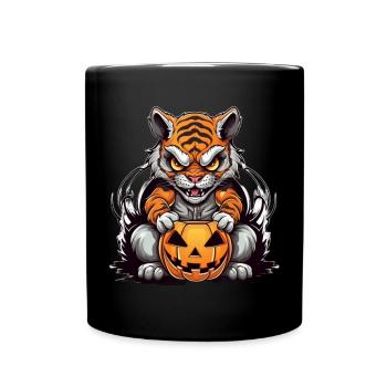 Grim Tiger Halloween Design - Mug uni - noir - Devant