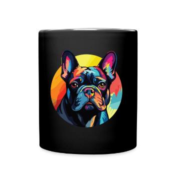French Bulldog portrait pop art style - Full Colour Mug - black - Front