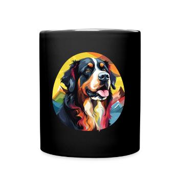 Chien Bouvier Bernois pop art - Mug uni - noir - Devant