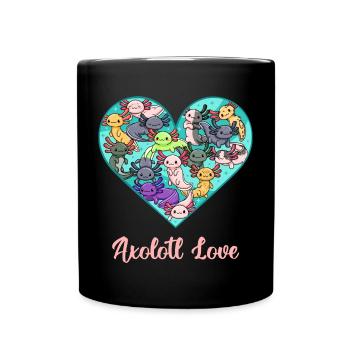 Axolotl Love All Kinds Design für Axolotl Fans - Tasse einfarbig - Schwarz - Vorne
