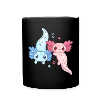 Anime Axolotl Pair Design für Axolotl-Liebhaber - Tasse einfarbig - Schwarz - Vorne