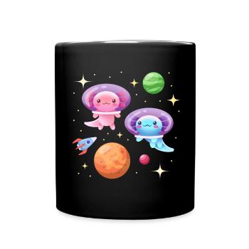 Axolotl Astronauts Design for Axolotl Lovers - Full Colour Mug - black - Front
