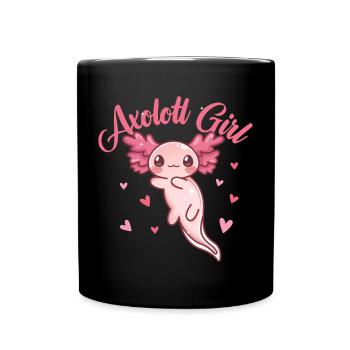 Axolotl Girl Design für Axolotl-Liebhaber - Tasse einfarbig - Schwarz - Vorne