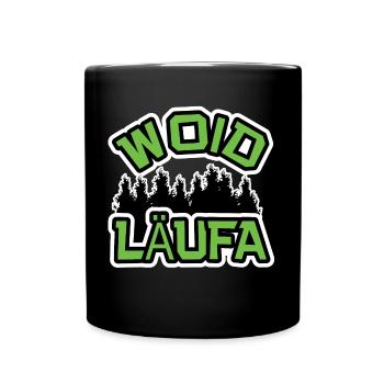 Woidläufa - Waldläufer, Sport in der Natur - Tasse einfarbig - Schwarz - Vorne