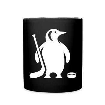 Minimalistische Pinguin Eishockey Silhouette - Tasse einfarbig - Schwarz - Vorne