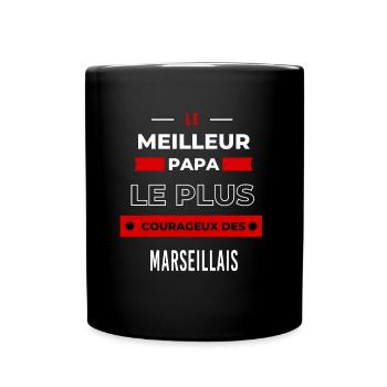 Le meilleur papa le plus courageux des Marseillais - Mug uni - noir - Devant
