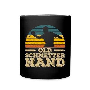 Joueur de tennis de table vieux smash main dictant - Mug uni - noir - Devant