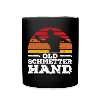 Joueur de tennis de table vieux smash main dictant - Mug uni - noir - Devant