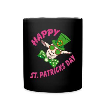 Happy St. Patrick's Day Funny Crazy Goat - Full Colour Mug - black - Front
