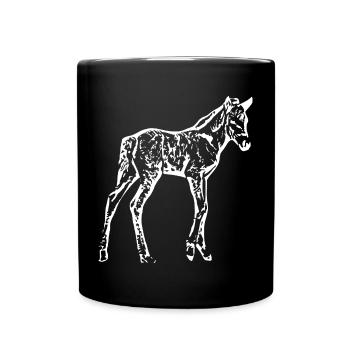 Pferd weiß, Fohlen - Tasse einfarbig - Schwarz - Vorne