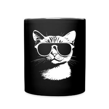 Funny Cat with Sunglasses Kitten Sunglas Cats - Full Colour Mug - black - Front