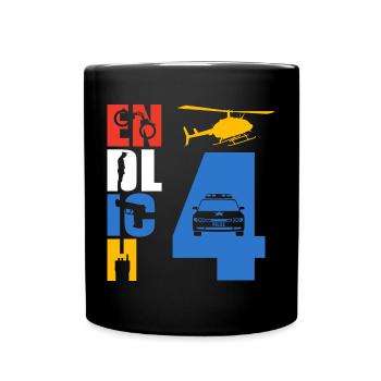Endlich 4 Polizei - Tasse einfarbig - Schwarz - Vorne