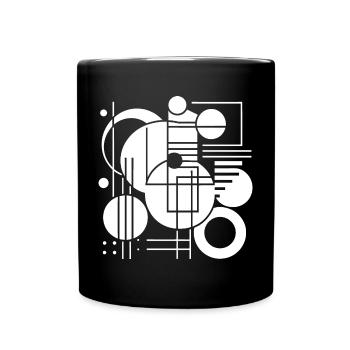 Geometric Black and White Pattern Print - Full Colour Mug - black - Front