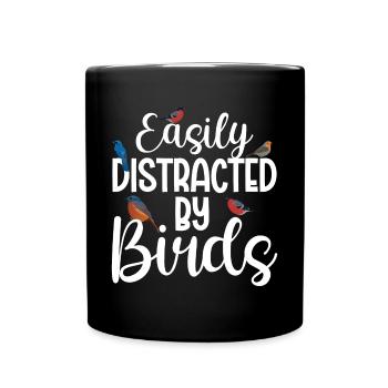 Facilement distrait par les oiseaux - Mug uni - noir - Devant