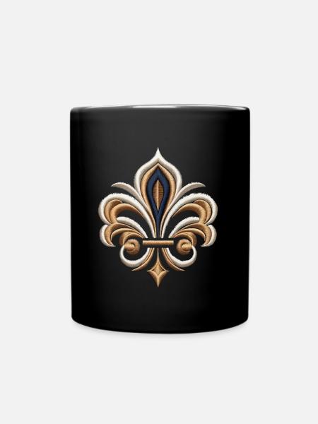Broderie Élégante Fleur-de-Lys - Mug uni - noir