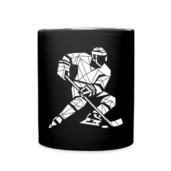 Eishockey Spieler Polygon Sport Design - Full Colour Mug - black - Front