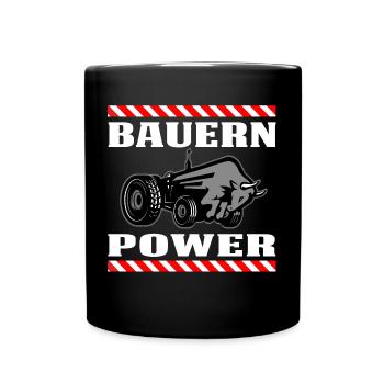 Bauern Power - Tasse einfarbig - Schwarz - Vorne