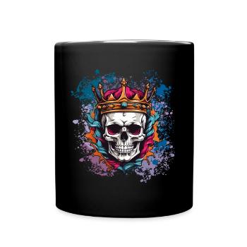 Skull with crown on colorful splashes of color - Full Colour Mug - black - Front
