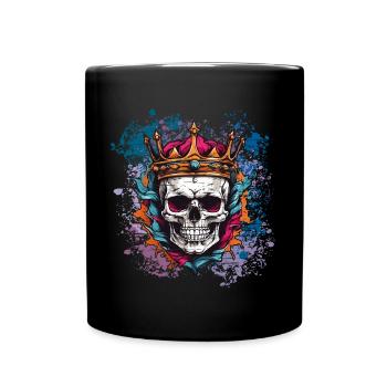 Skull with crown on colorful splashes of color - Full Colour Mug - black - Front