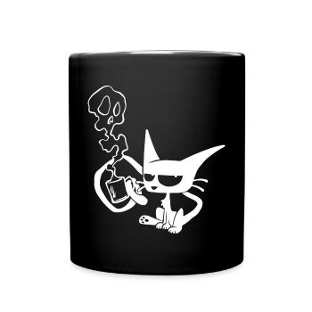 Kaffee-Katze - Tasse einfarbig - Schwarz - Vorne