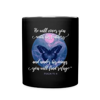 Citation chrétienne verset de la Bible papillon - Mug uni - noir - Devant