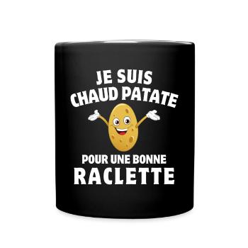 Raclette, geschmolzener Käse, Raclette-Party - Tasse einfarbig - Schwarz - Vorne