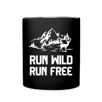 Trailrunning - Lauf wild, lauf frei - Tasse einfarbig - Schwarz - Vorne
