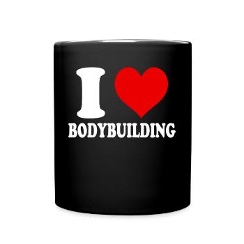 J’aime la musculation coeur drôle spirituel - Mug uni - noir - Devant