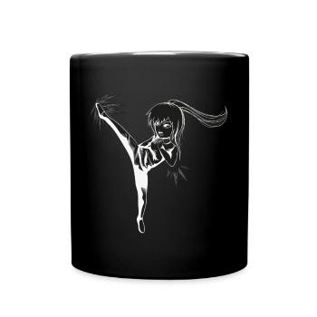 Chibi Girl with kick - white - Full Colour Mug - black - Front