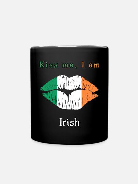 Kiss me - i am irish - Full Colour Mug - black