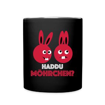 Haddu Möhrchen | Ostern, Osterhase, Osterei - Tasse einfarbig - Schwarz - Vorne