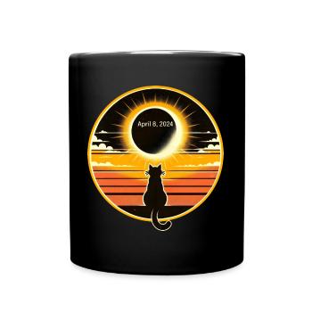 Cat Solar April 8, 2024 Eclipse Sunset - Tasse einfarbig - Schwarz - Vorne