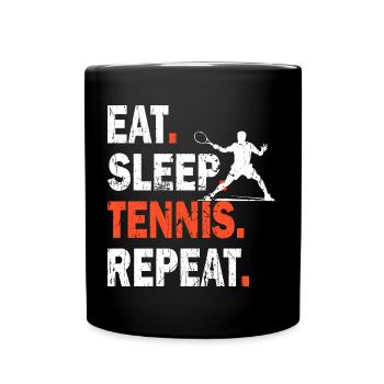 Chemise de tennis Eat Sleep Tennis Repeat Design - Mug uni - noir - Devant