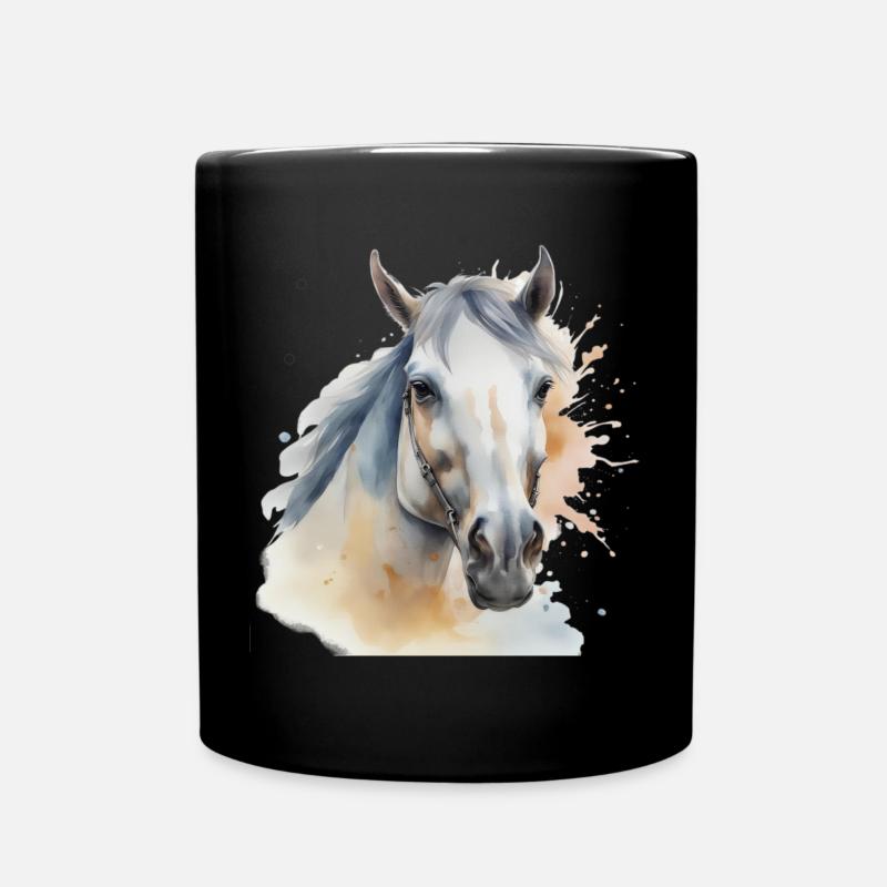 Tête de cheval Cheval Cheval Cheval Etalon - Mug uni - noir