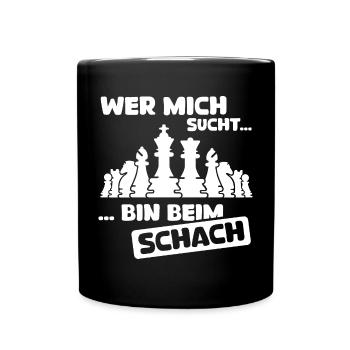 Schach lustige Sprüche bin beim Schachspielen icon - Tasse einfarbig - Schwarz - Vorne