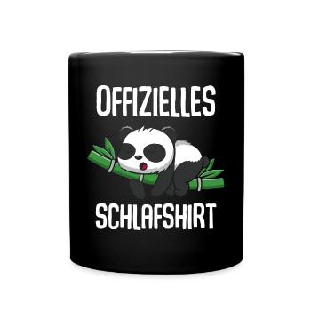 Offizielles Schlafshirt Panda - Tasse einfarbig - Schwarz - Vorne