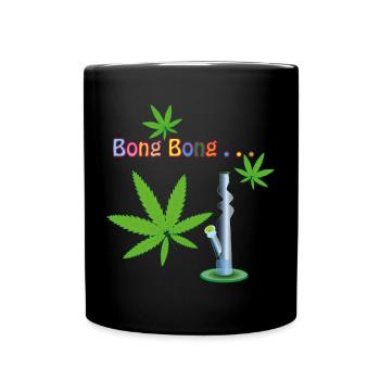 Cannabis Leaves with Bong - Full Colour Mug - black - Front